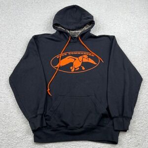 Duck Commander Mens Medium Hoodie Black Orange Graphic Camo Lined Pullover